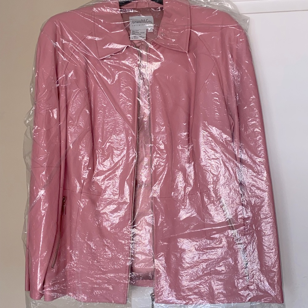 NEW Pamela McCoy pink vintage leather jacket